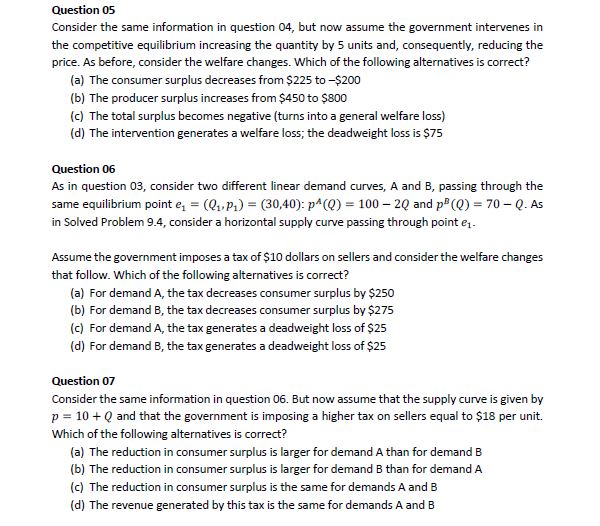 535 Question DIE As in question US, consider two different linear demand