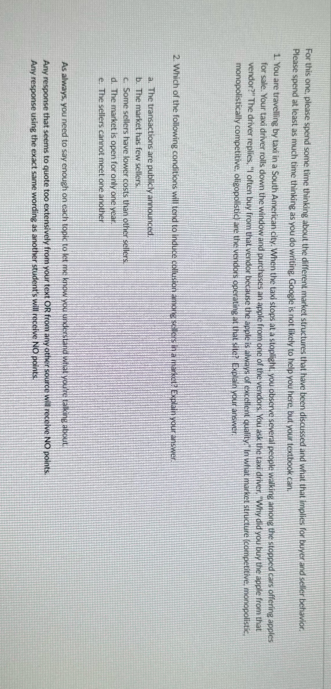 market structures that have been discussed and what that implies for buyer