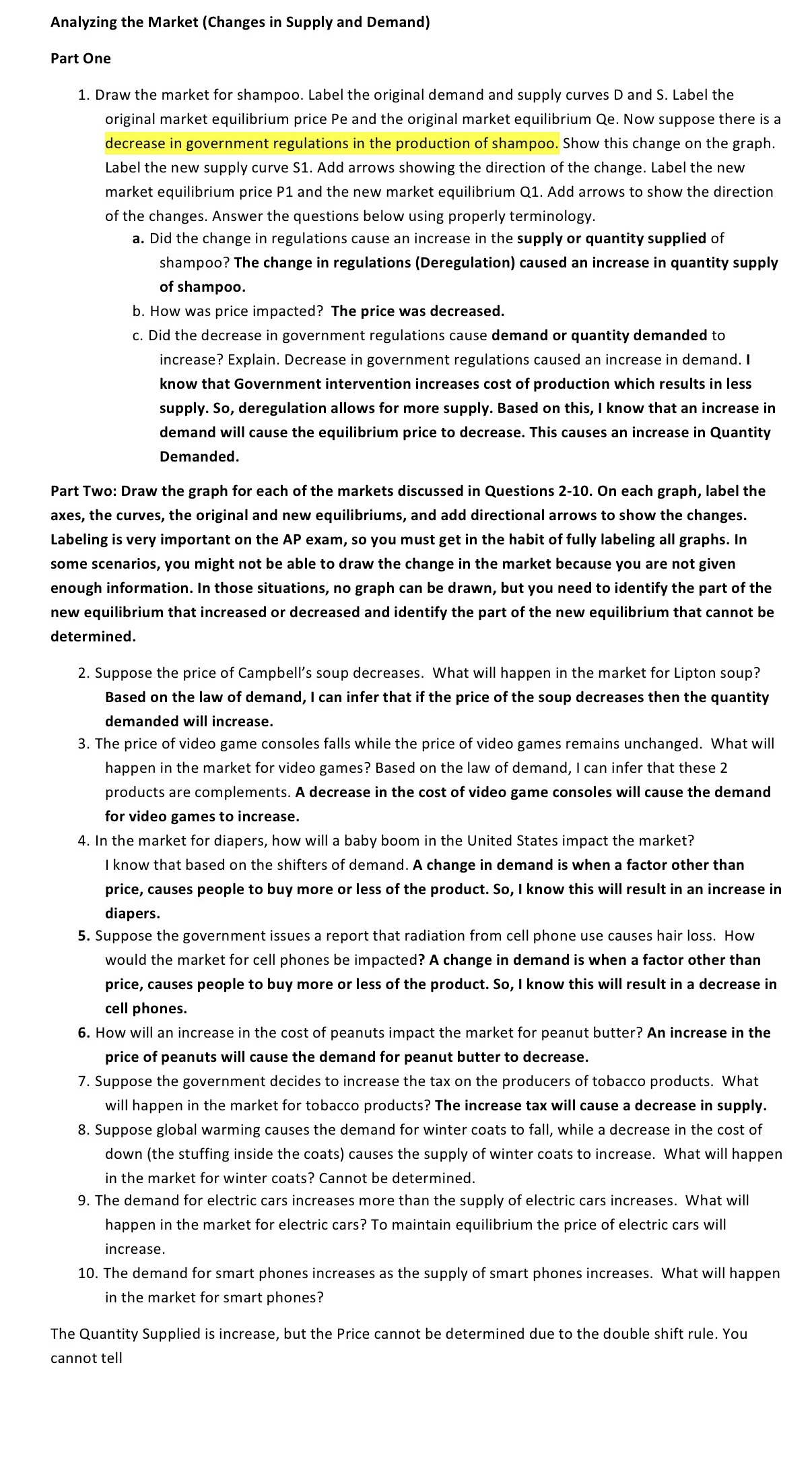 graphs part of the assignment. Thank you. Analyzing the Market (Changes in