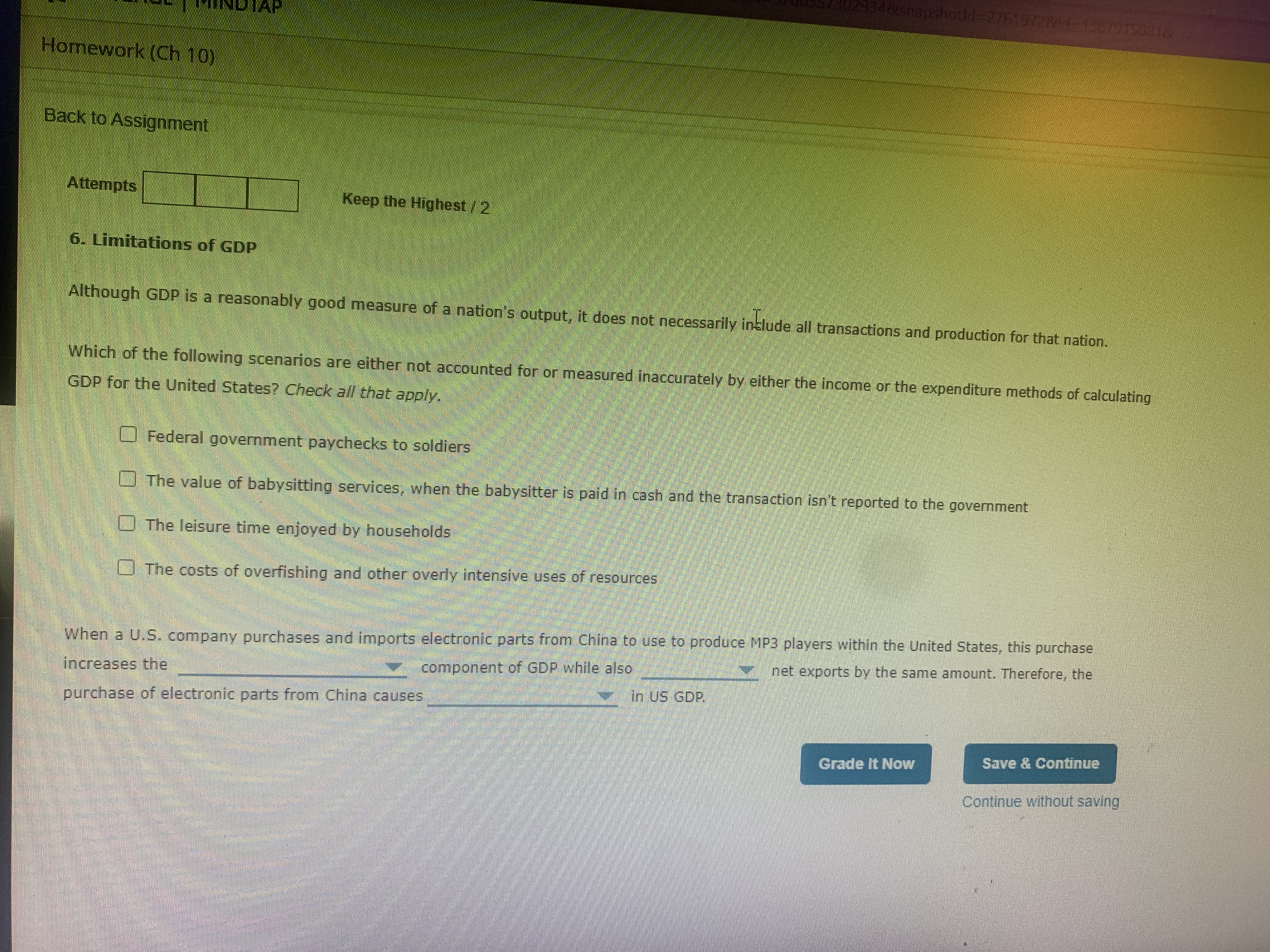  Homework (Ch 10) Back to Assignment Attempts Keep the Highest /