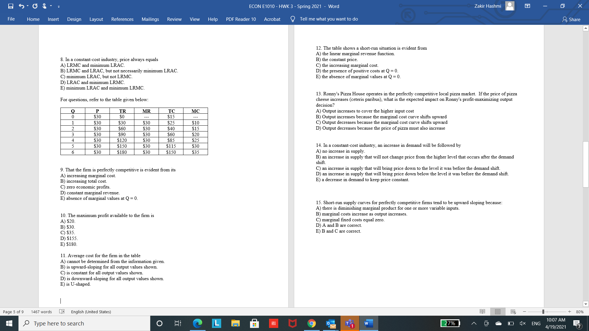 ECON E1010 - HWK 3 - Spring 2021 - Word Zakir