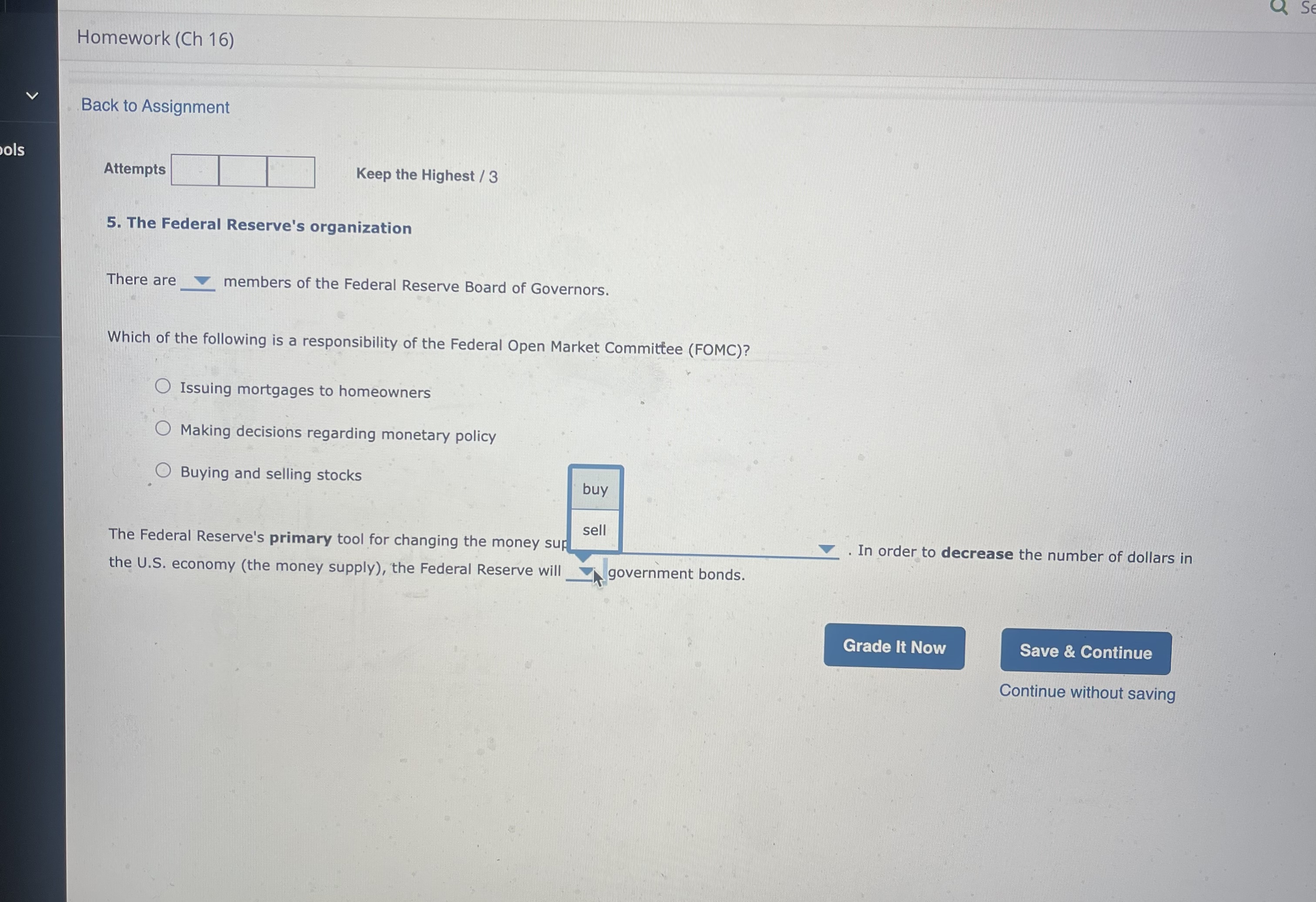 Homework (Ch 16) Back to Assignment ols Attempts Keep the Highest