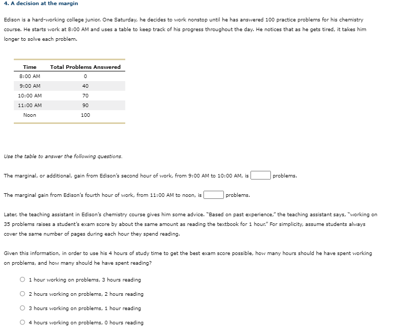 4. A decision at the margin Edison is a hard-working college