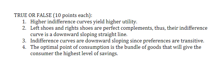 are downward sloping since preferences are transitive. 4. The optimal point of