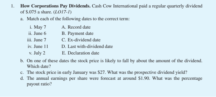  Answer parts a-d and explain each step please. 1. How Corporations