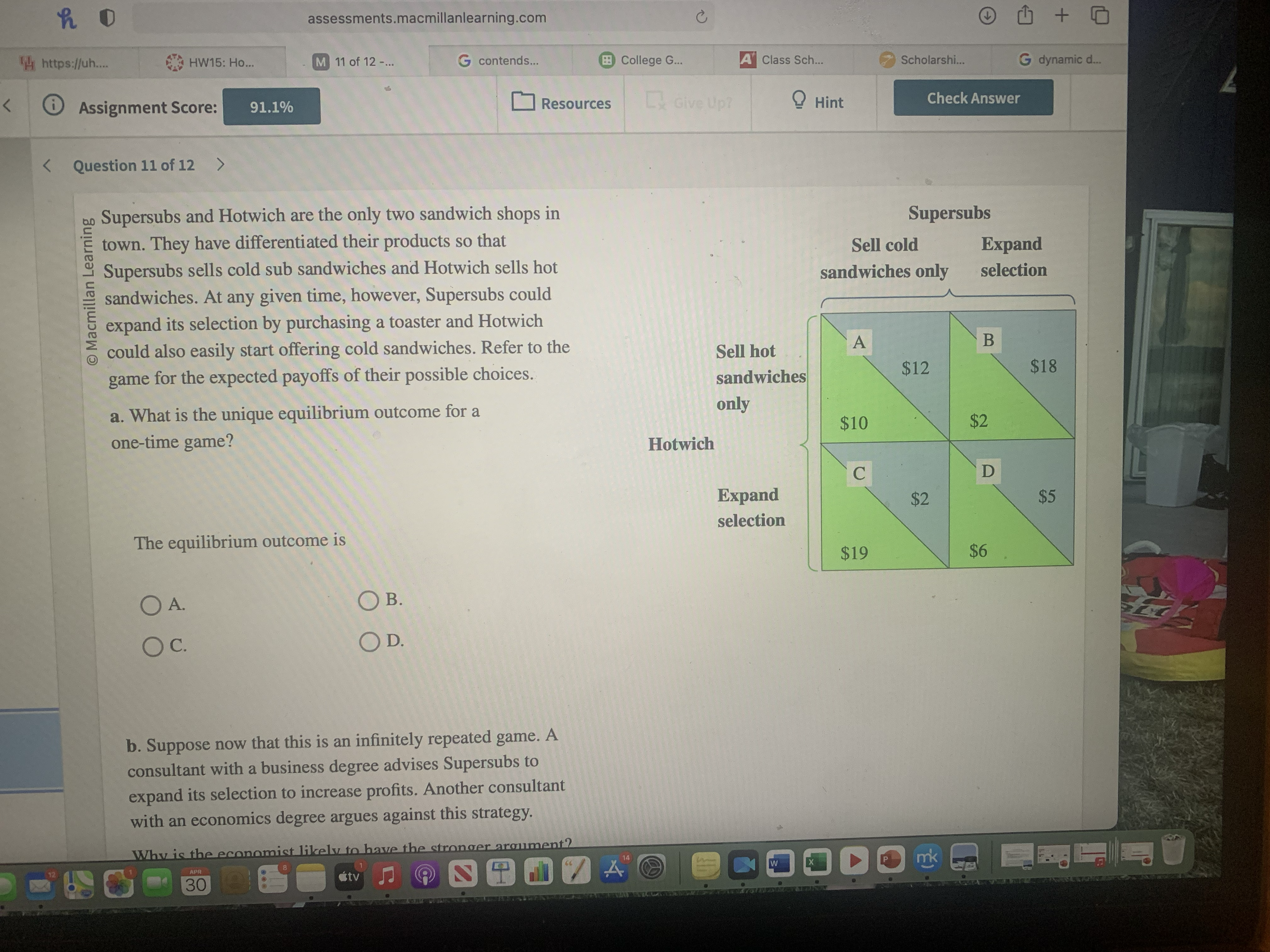 O C. OD. Macmillan Learning b. Suppose now that this is an