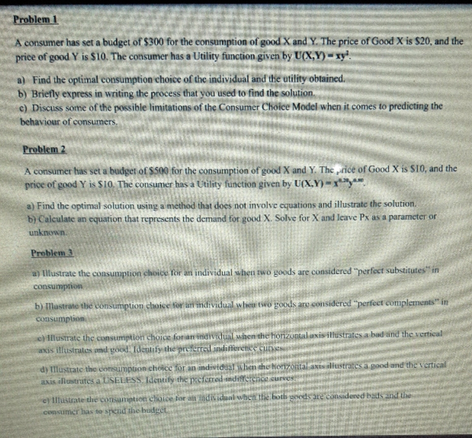 of $300 for the consumption of good X and Y. The price