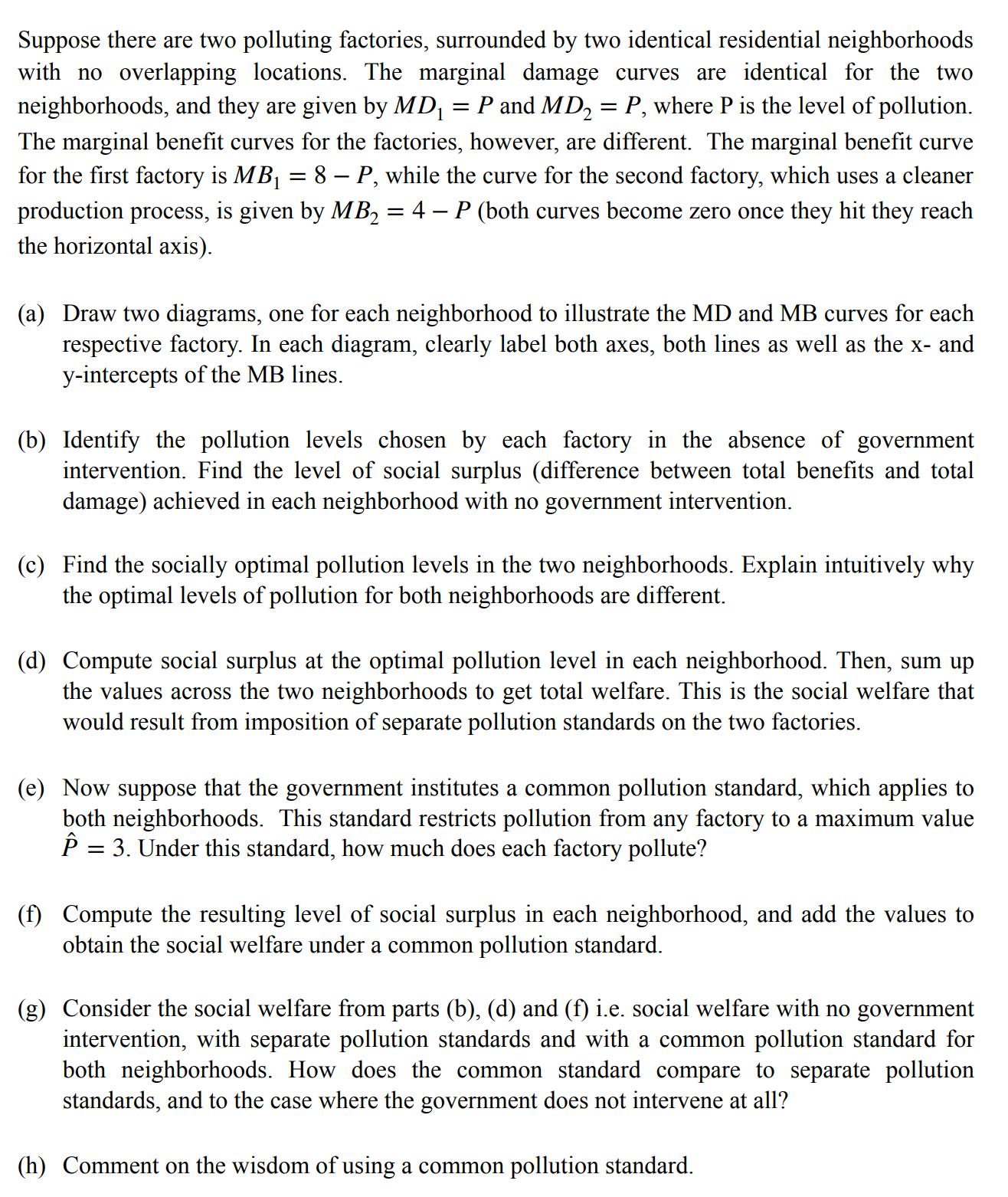 neighborhoods with no overlapping locations. The marginal damage curves are identical for