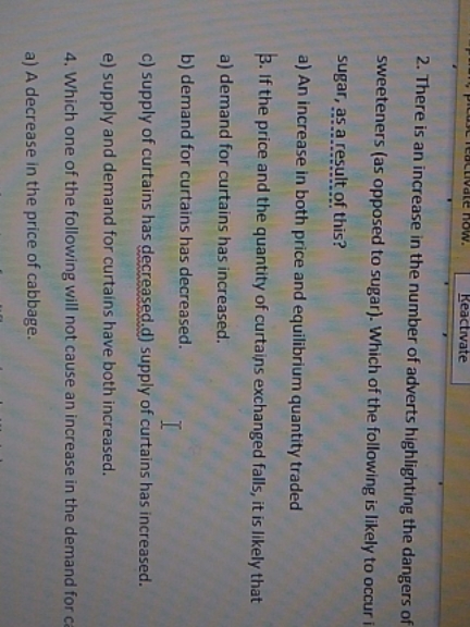 please help me with question 3 and 4 Keactivate 2. There