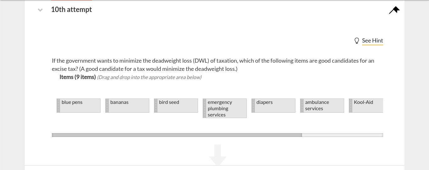  i need help separating these into "Tax creates a low DWL"