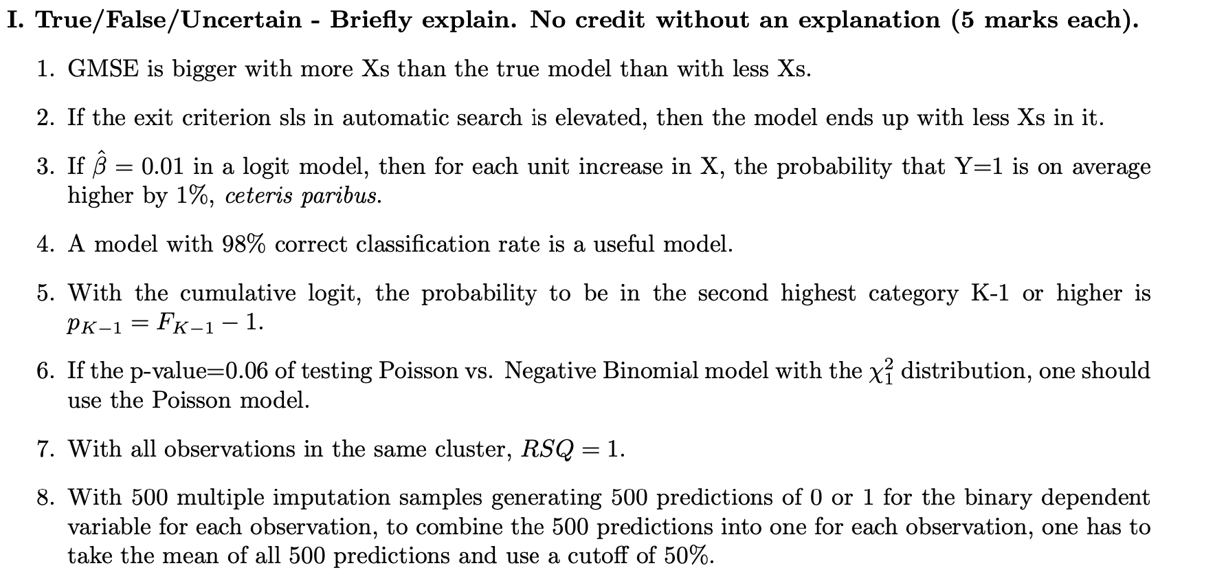 an explanation (5 marks each). 1. 2. 3. GMSE is bigger with