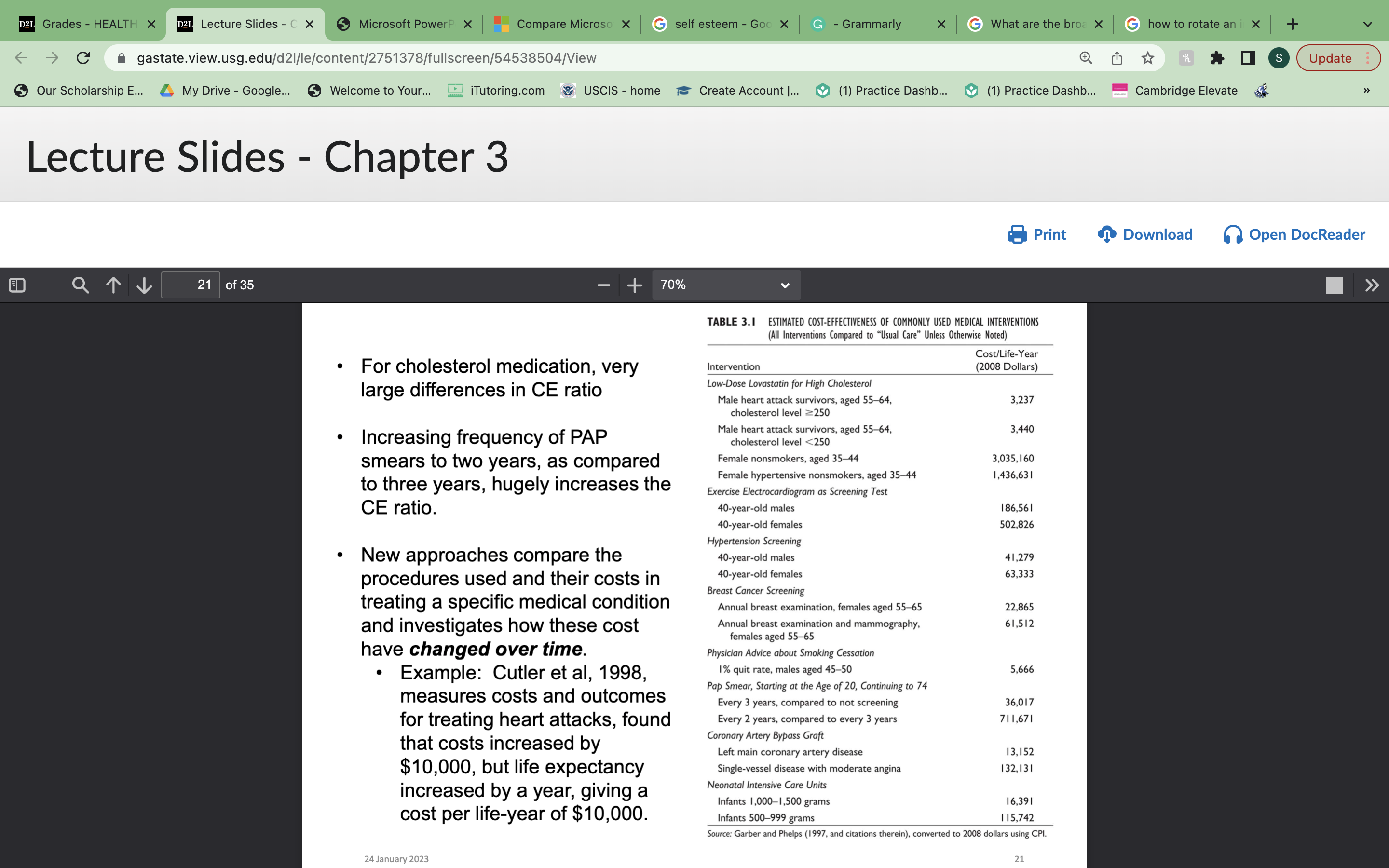 D2L Grades - HEALTH X D2L Lecture Slides - C X