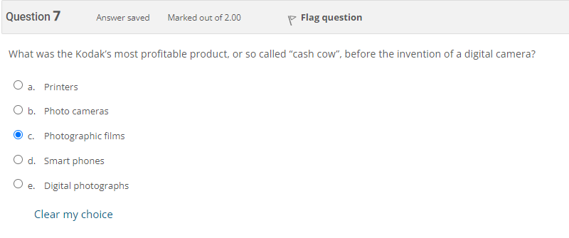 Question 7 Answer saved Marked out of 2.00 Flag question What