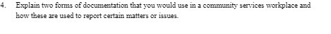 4. Explain two forms of documentation that you would use in