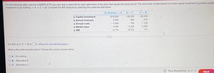 your and a useful life for each alternative of six years that