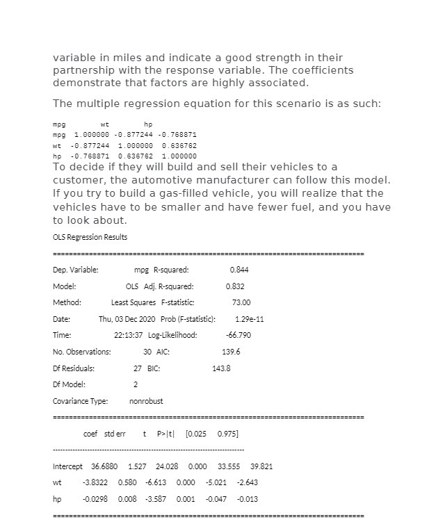 with the response variable. The coefficients demonstrate that factors are highly associated.