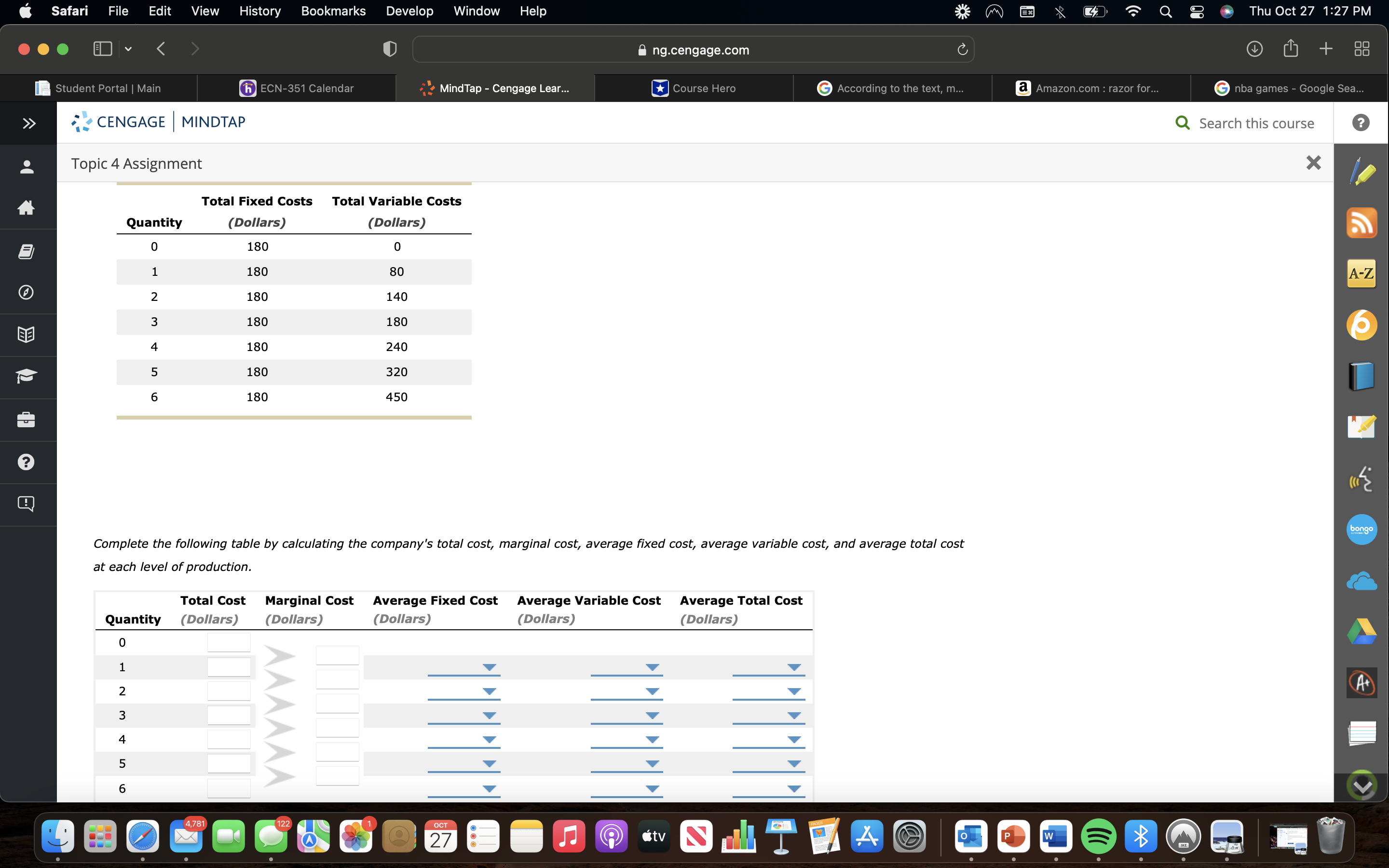 Q 8 @ Thu Oct 27 1:27 PM ng.cengage.com C + 88