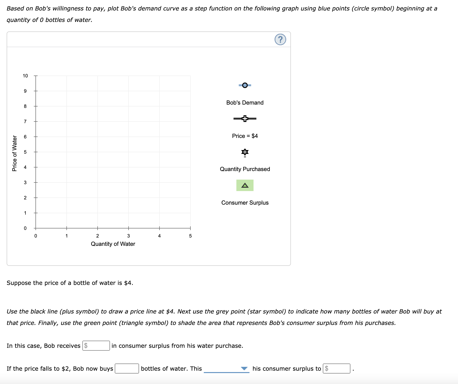 $5 Value of third bottle: $3 Value of fourth bottle: $1 From