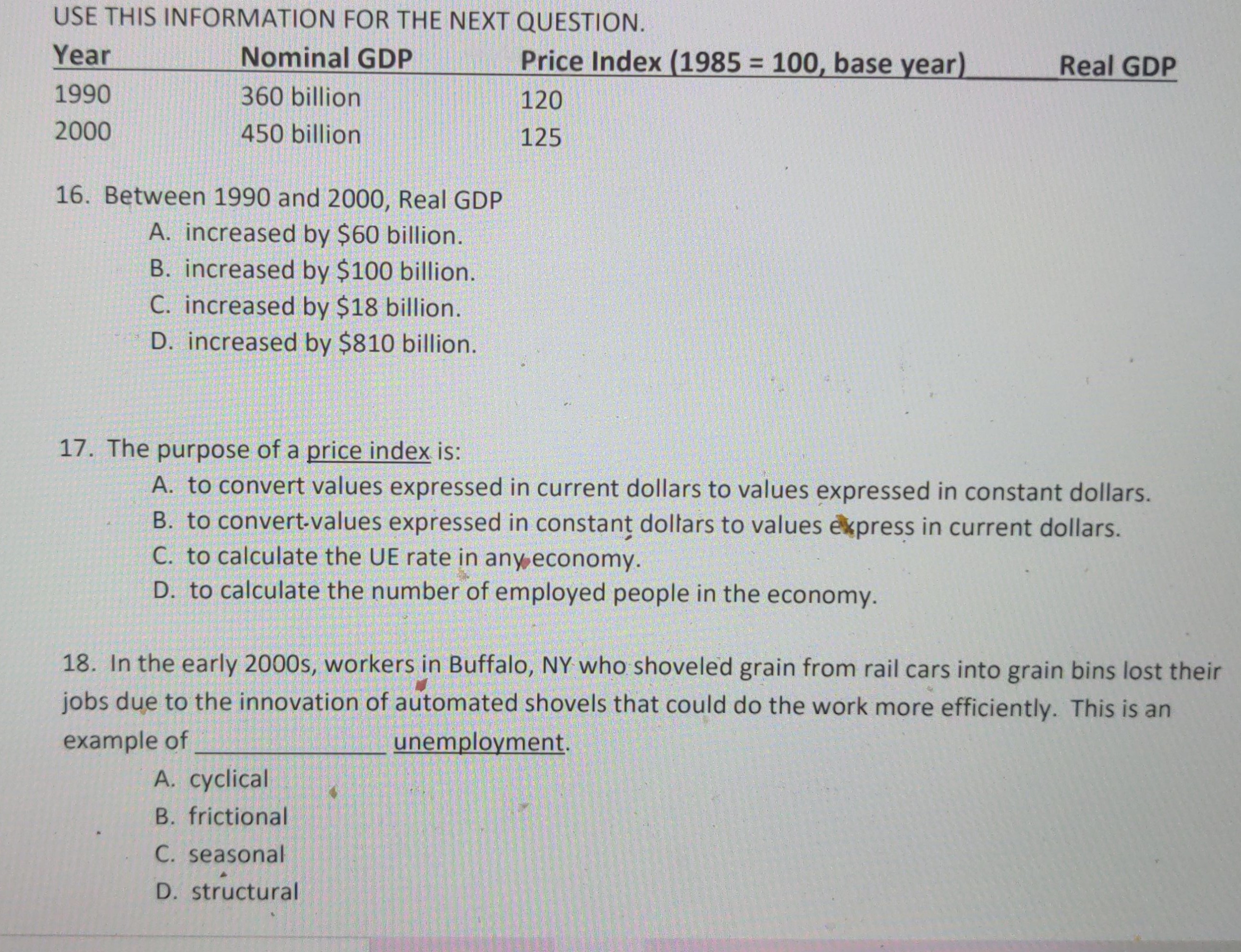 how to answer USE THIS INFORMATION FOR THE NEXT QUESTION. Year