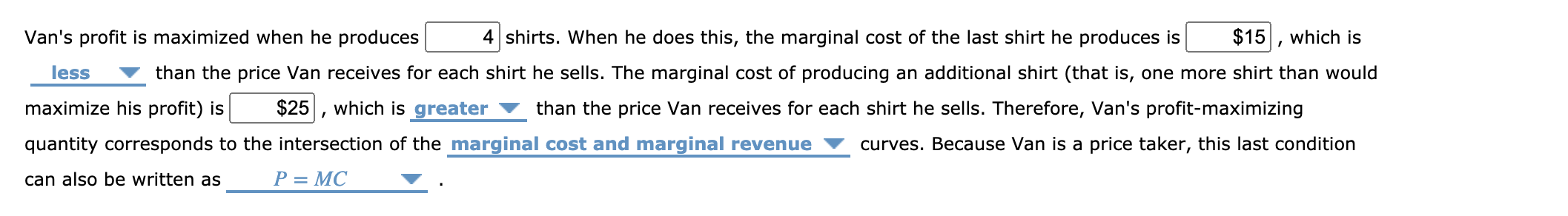 for shirts quantities zero through seven (inclusive) that Van produces. 200 -o-