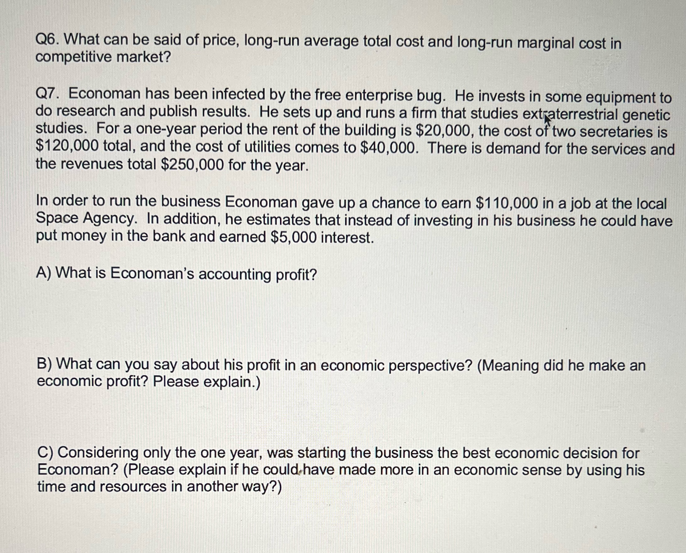 of price, long-run average total cost and long-run marginal cost in competitive