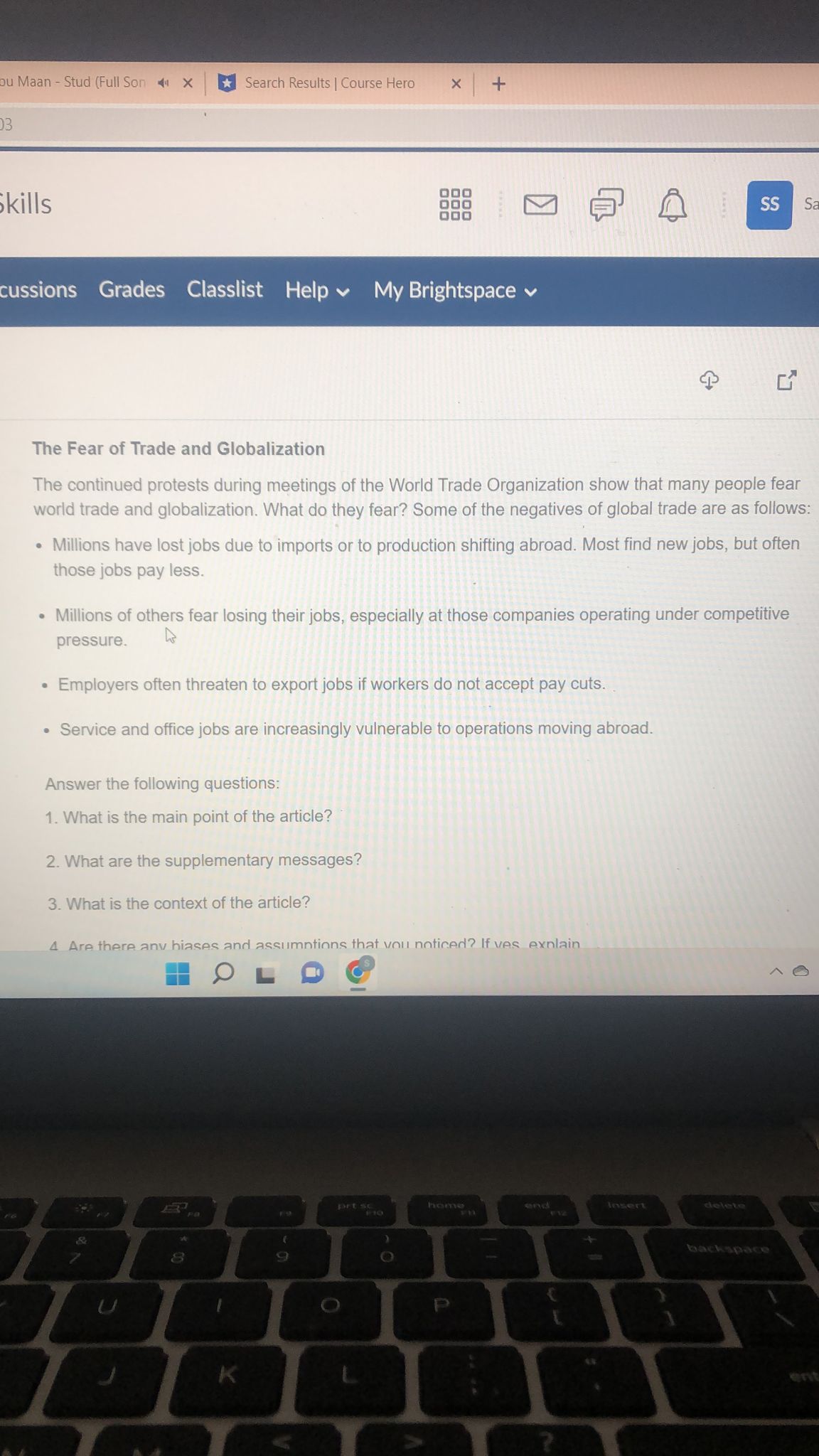 Help . My Brightspace Why Nations Trade One might argue that the