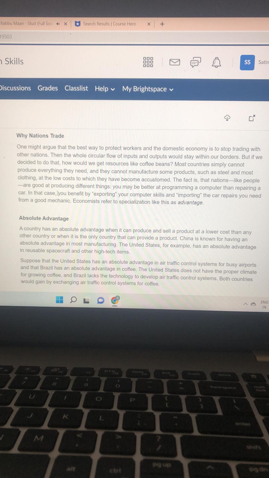 trading with other nations. Then the whole circular flow of inputs and