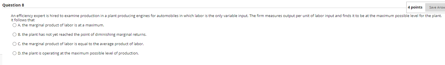 econ problems I need you help Question 8 4 points Save