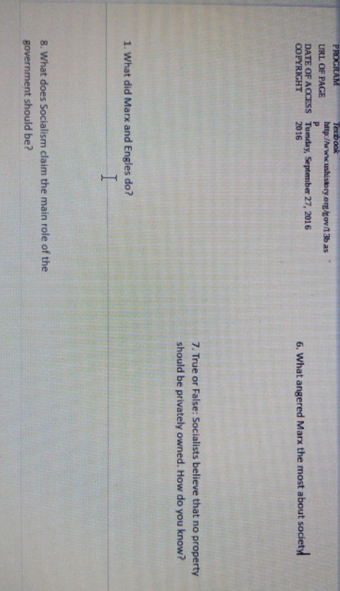 answer each question. its the capitalism v communism PROGRAM Textbook URL