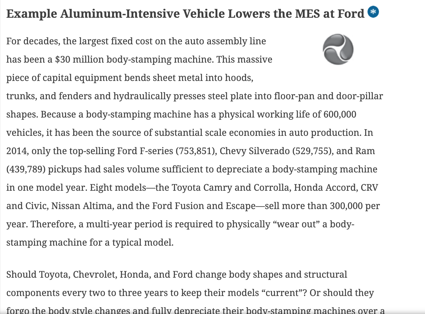 decades, the largest fixed cost on the auto assembly line pg has