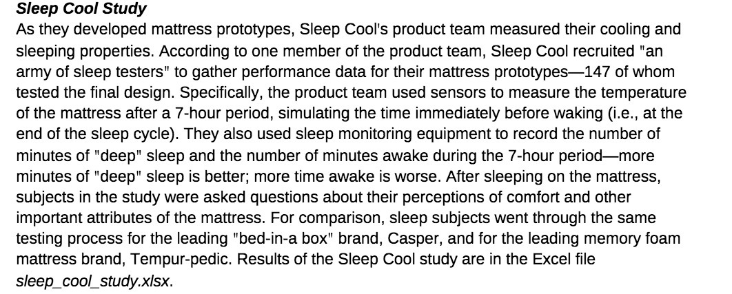 Sleep Cool Study As they developed mattress prototypes, Sleep lCool's product
