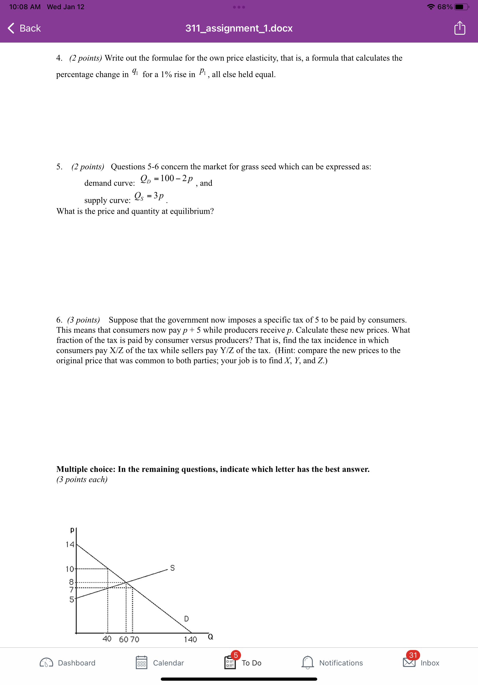 can be expressed as: Q1D =1002p , and supply curve: Q5 =