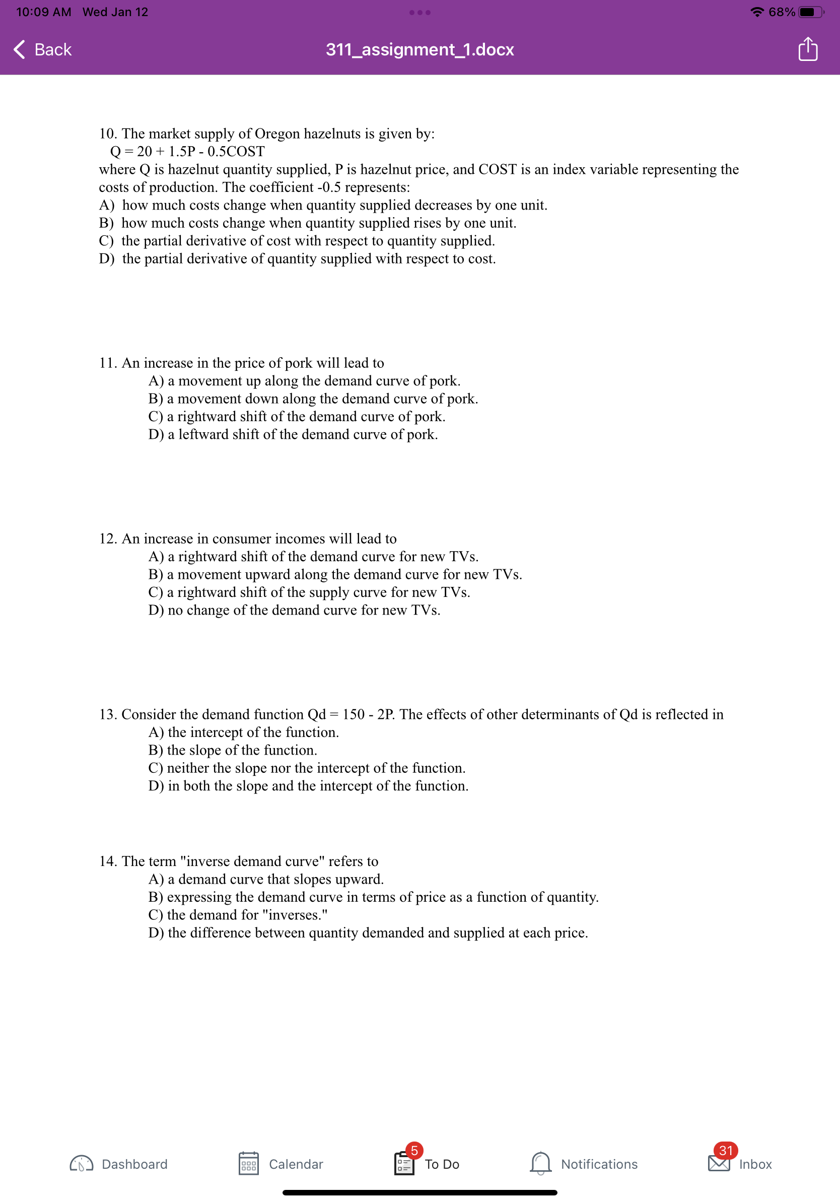 6. (3 points) Suppose that the government now imposes a specic tax