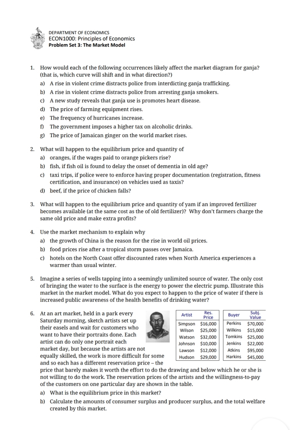 OF ECONOMICS ' _. ; ECON 1000: Principles of Economics 1. 3.
