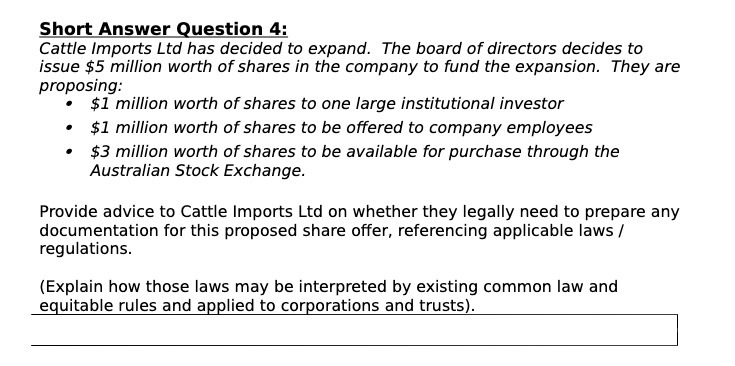 The board of directors decides to issue $5 million worth of shares