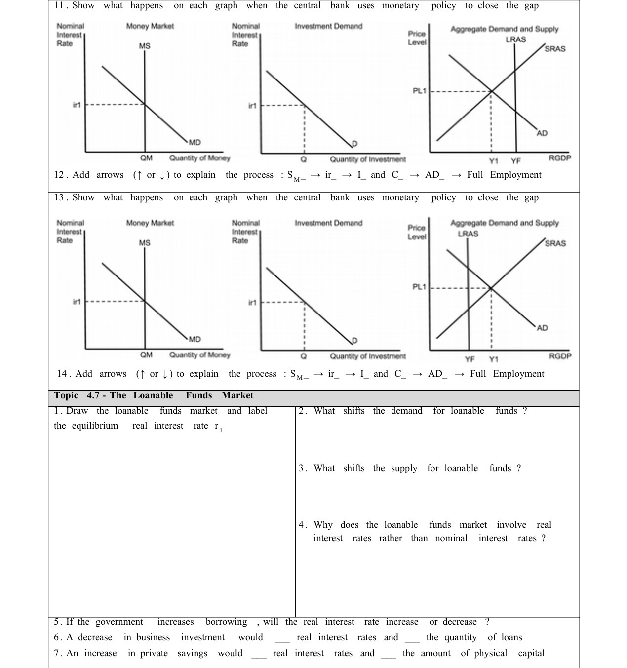  11 . Show what happens on each graph when the central