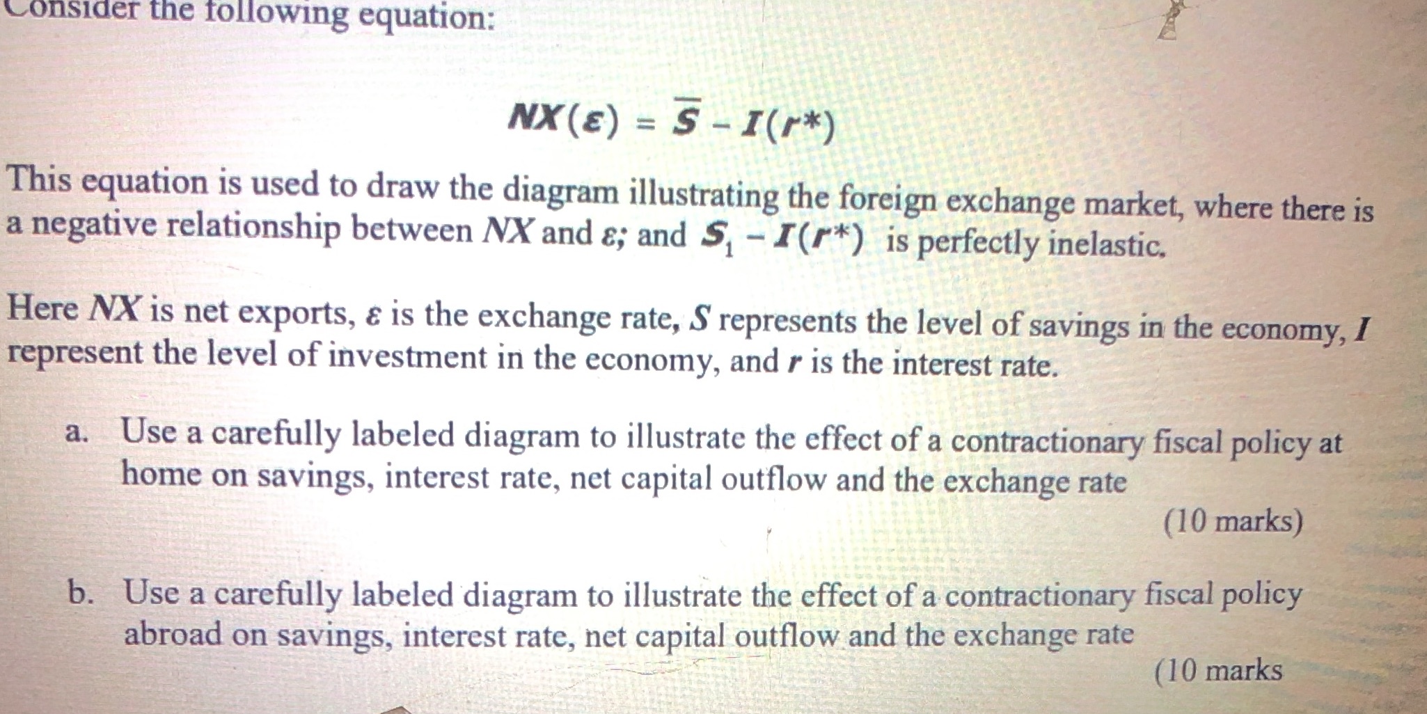 each response for both part a and b Consider the following equation: