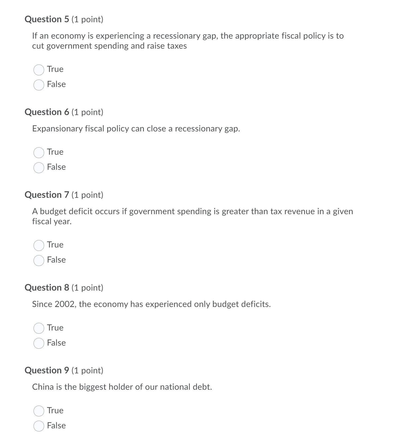 the income multiplier is (1/M PC) Question 4 (1 point) Fiscal policy