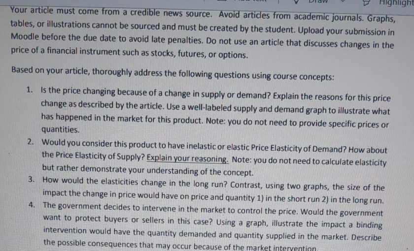  Highlight Your article must come from a credible news source. Avoid