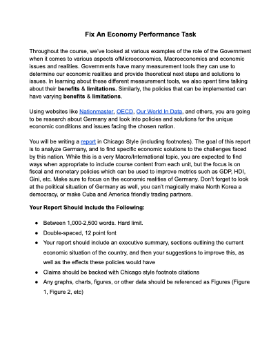 various examples of the role of the Goverment when it comes to