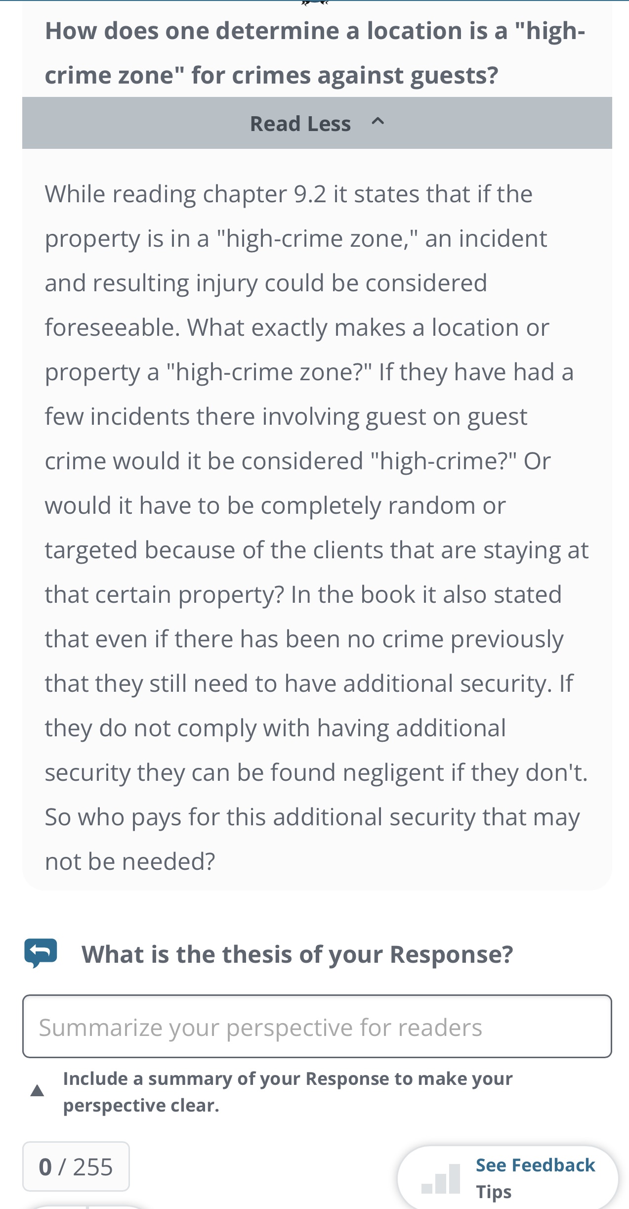a location is a "high- crime zone" for crimes against guests? Read