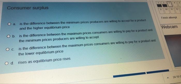 minimum prices producers are willing to accept for a potturt and the