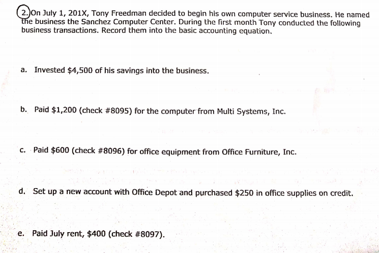 Freedman, Withdrawal Computer Shop Service Revenue Equipment Expenses (notate type) Office Equipment