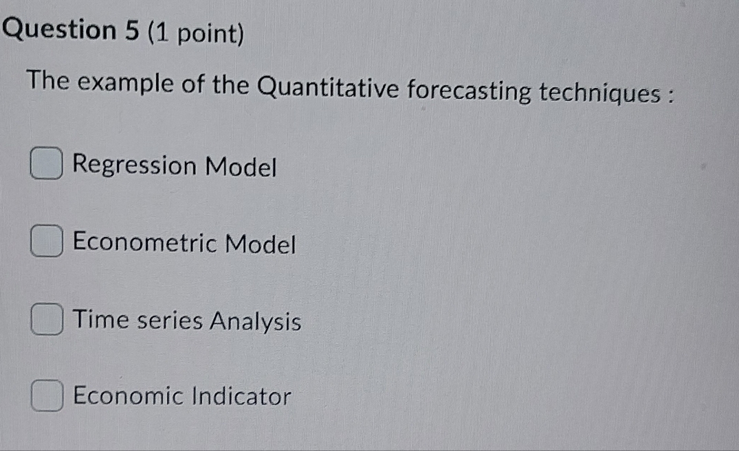 please help me to answer this question Question 5 (1 point)