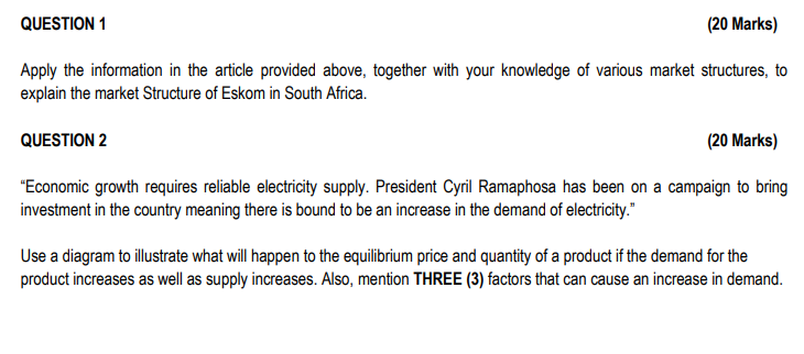 be an increase in the demand of electricity." Use a diagram to