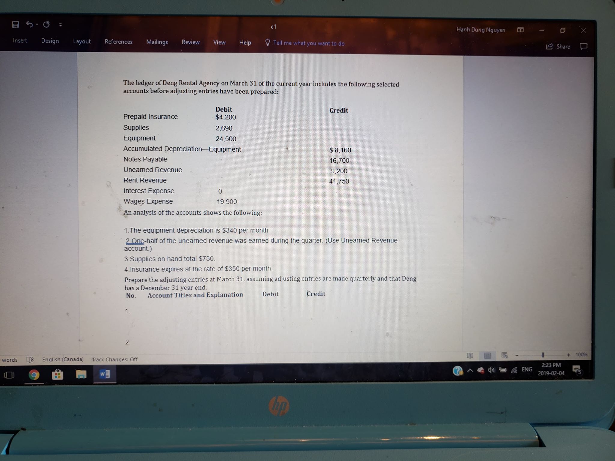 Dung Nguyen O X Insert Design Layout References Mailings Review View Help