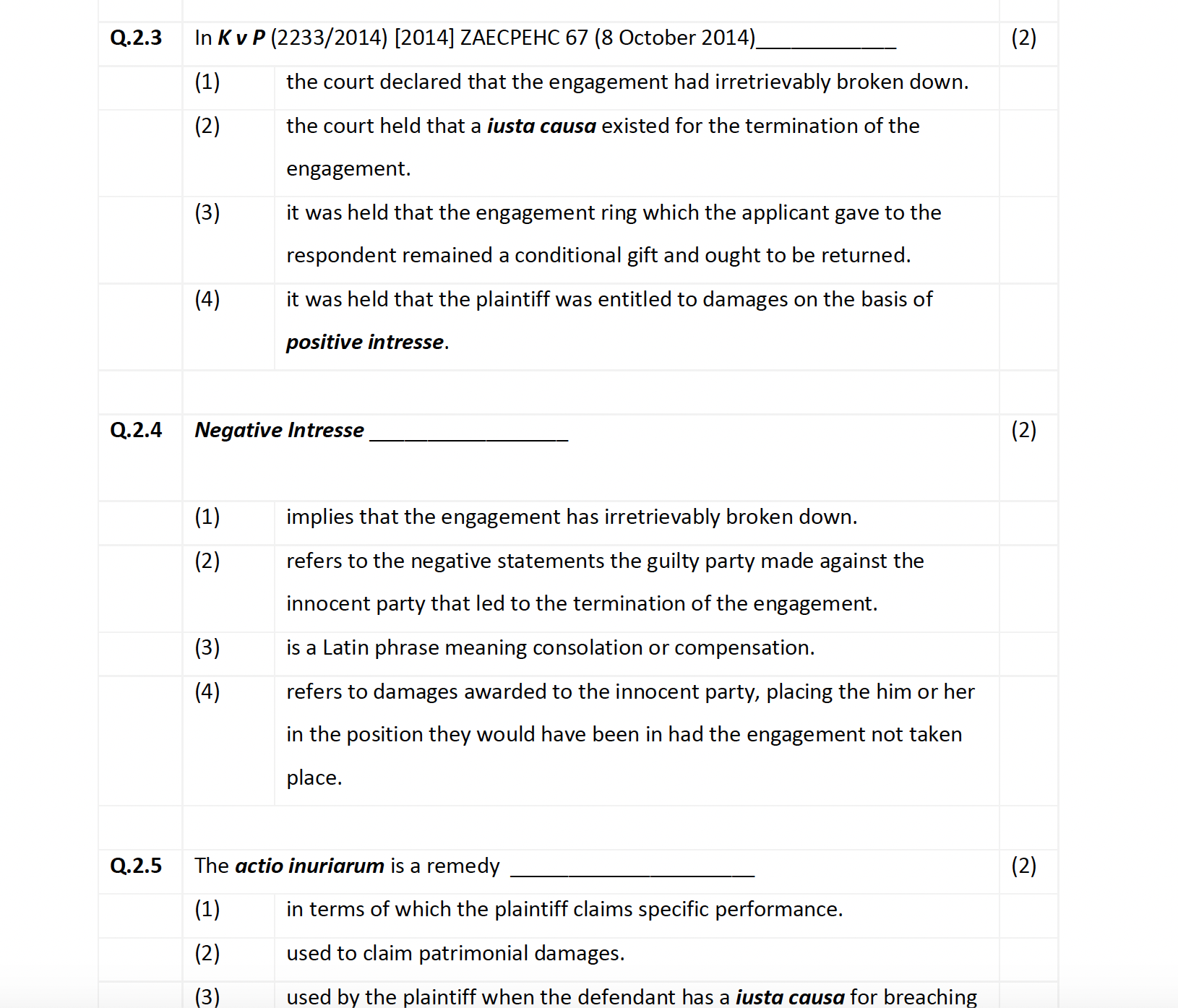 for prospective losses based on breach of the engagement contract no longer