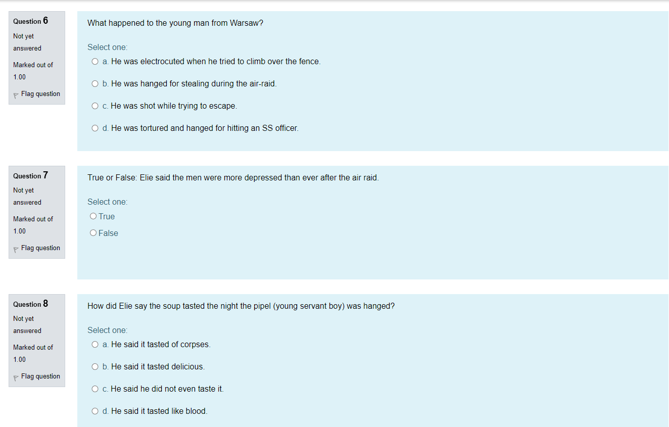 a. Elie prayed out loud for forgiveness for Idek. 1.00 O b.