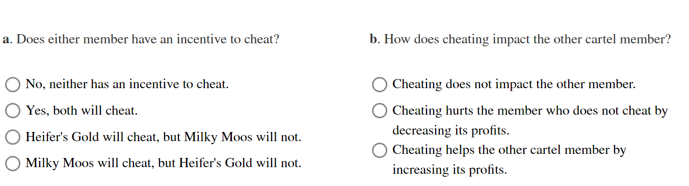 agreement. Use the payoff matrix to answer the questions. r Cheat Heifer's