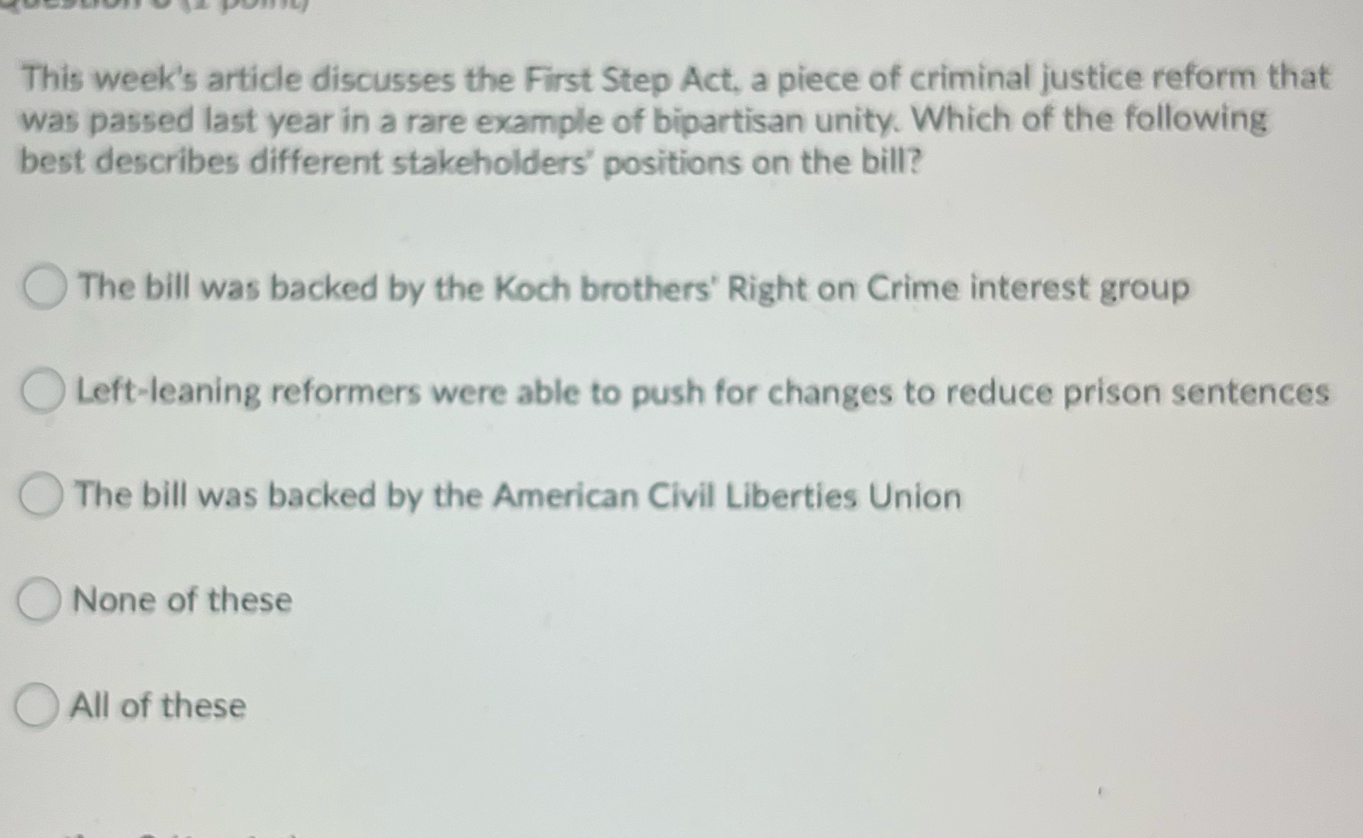  This week's article discusses the First Step Act, a piece of
